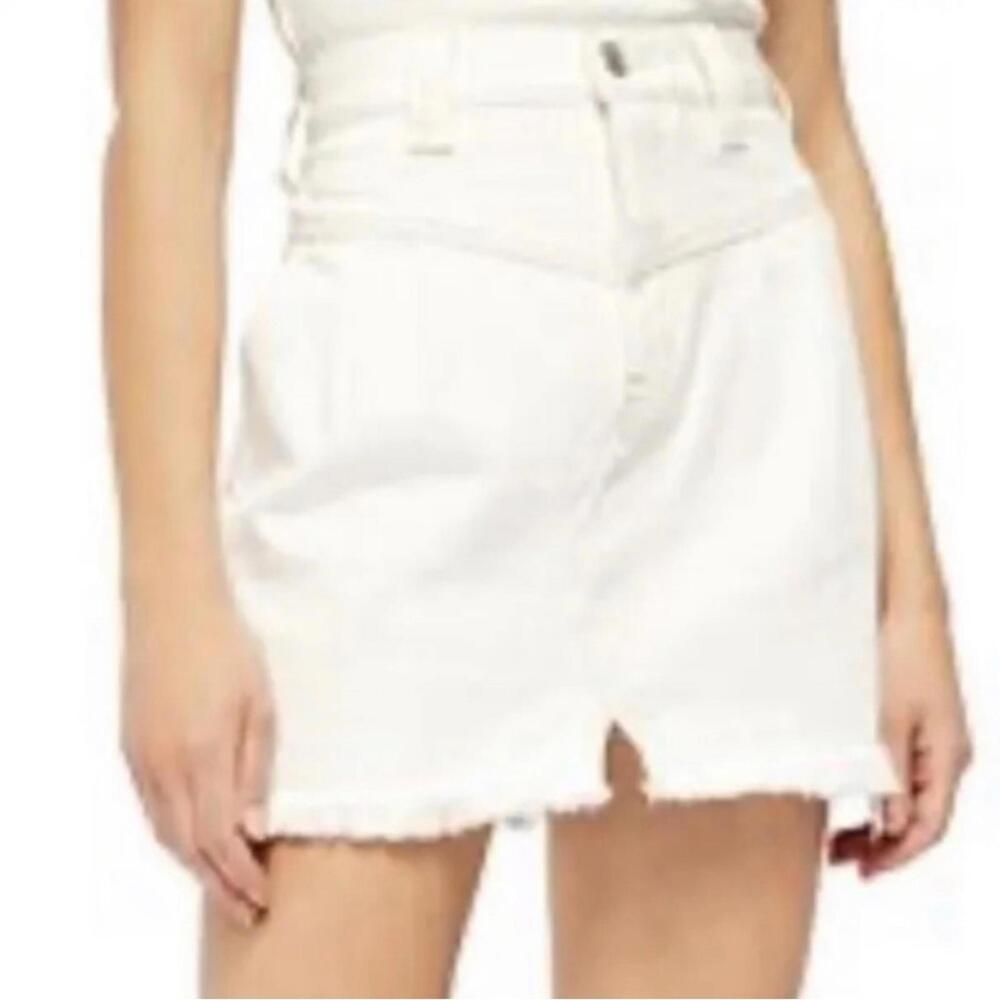 Free People Denim Mini Skirt In White size 29